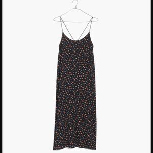 Madewell Tie-Back Slip Dress in Prairie Posies Black Red Blue Size 12